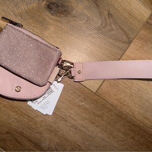 *NEW* Glitter Pink lululemon dual pouch wristlet
